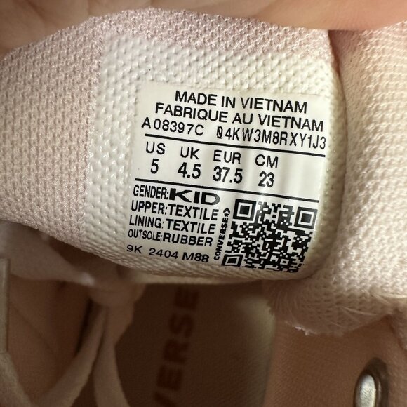 Converse CTAS Lift Youth Size 5/Women 6.5 Light Pink Hightop Shoes - Picture 8 of 8